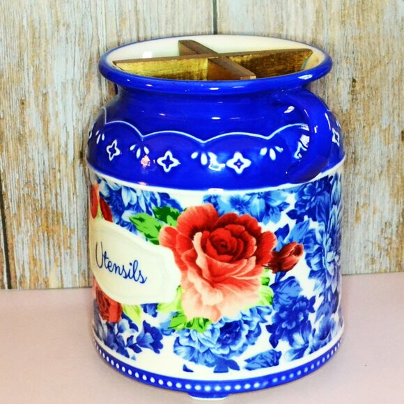 Pioneer Woman Utensil Holder Vintage Floral Pattern New Never Used Kitchen Tools - Picture 6 of 10